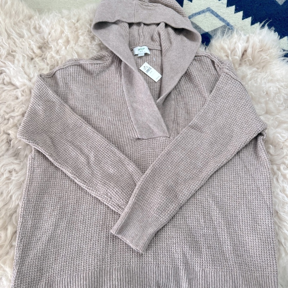 Aerie Cozy Waffle Hooded Sweater NWT xs